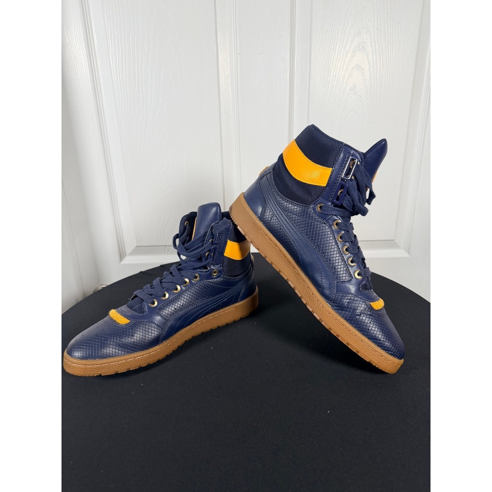 Puma Contact Sky II Hi David T Howard High School Navy Yellow Sneakers 364442 01 - Picture 3 of 8